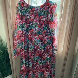 ASOS Curve Midi Dress, Long Sleeve, Frill Detail- Like New- Size 18